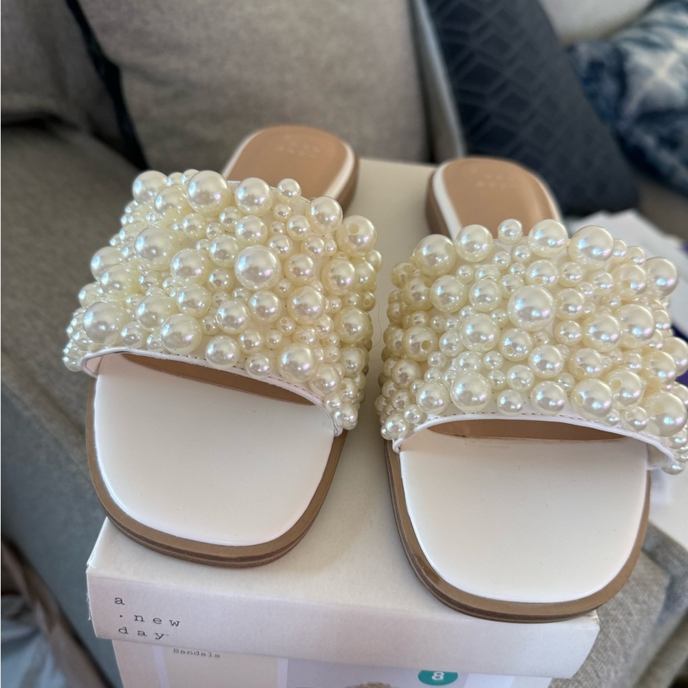 A New Day Jasmine Pearl Slide Sandals size 8 - Picture 5 of 6